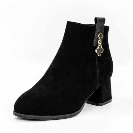 Botine Dama cu Toc gros 5251 Negru » meishop.life