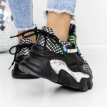 Pantofi Sport Dama cu Platforma 3WL73 Negru » meishop.life
