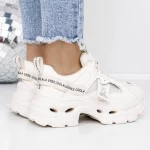 Pantofi Sport Dama cu Platforma 3WL107 Bej » meishop.life