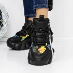 Pantofi Sport Dama cu Platforma 3WL72 Negru » meishop.life