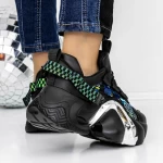 Pantofi Sport Dama cu Platforma 3WL72 Negru » meishop.life
