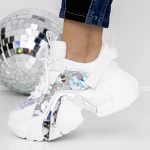 Pantofi Sport Dama cu Platforma 3WL72 Alb » meishop.life