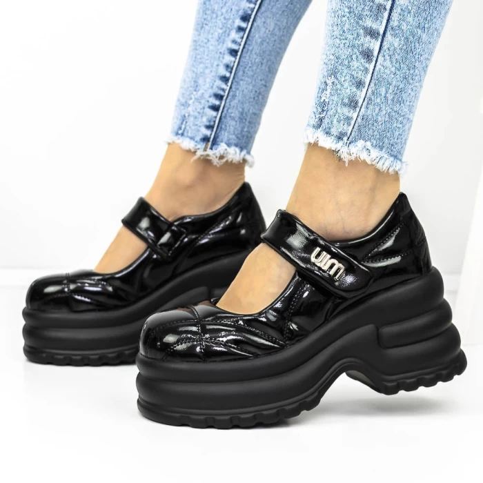 Pantofi cu Platforma 3WL167 Negru » meishop.life