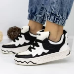 Pantofi Sport Dama 3WL105 Negru-Alb » meishop.life