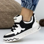 Pantofi Sport Dama 3WL105 Negru-Alb » meishop.life