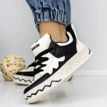 Pantofi Sport Dama 3WL105 Negru-Alb » meishop.life