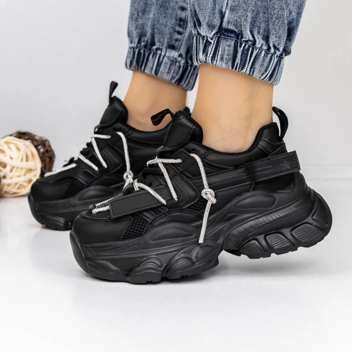 Pantofi Sport Dama cu Platforma 3WL150 Negru » meishop.life