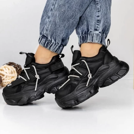 Pantofi Sport Dama cu Platforma 3WL150 Negru » meishop.life