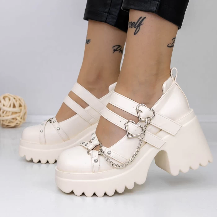 Pantofi Casual Dama 3WL97 Bej » meishop.life