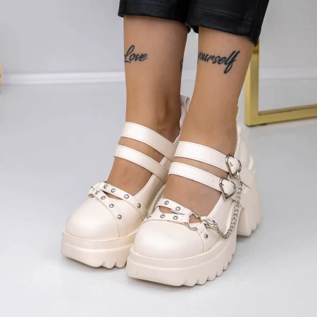 Pantofi Casual Dama 3WL97 Bej » meishop.life