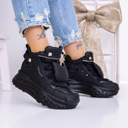 Pantofi Sport Dama cu Platforma 3YJA5 Negru » meishop.life