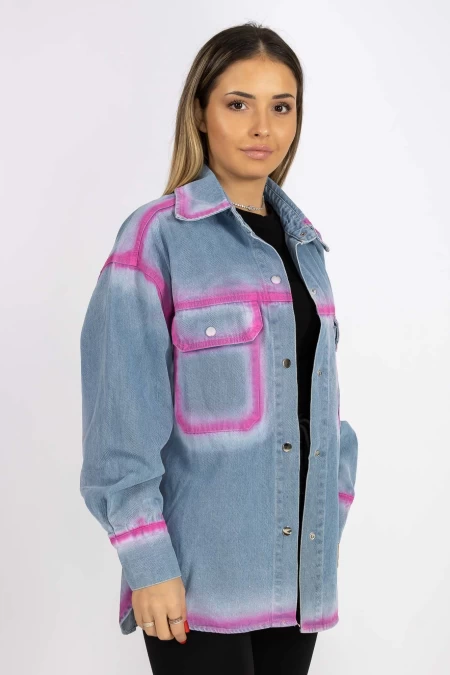 Camasa Dama TR0533 Albastru-Roz » meishop.life