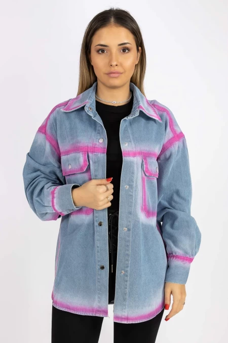 Camasa Dama TR0533 Albastru-Roz » meishop.life