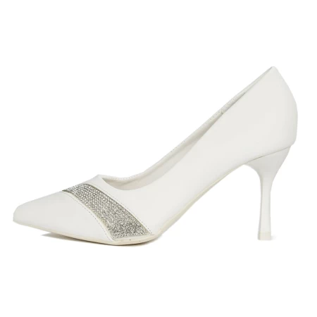 Pantofi cu Toc subtire 3XKK67 Alb » meishop.life
