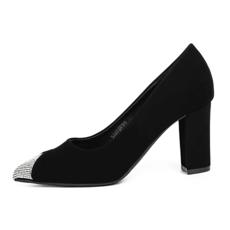 Pantofi cu Toc gros 3XKK69 Negru » meishop.life