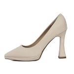 Pantofi cu Toc gros 3DC33 Bej » meishop.life