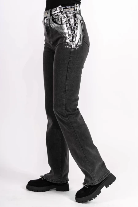 Blugi Dama 888-3 Negru-Argintiu » meishop.life