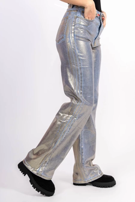 Pantaloni Dama HM6538-1 Albastru-Auriu » meishop.life