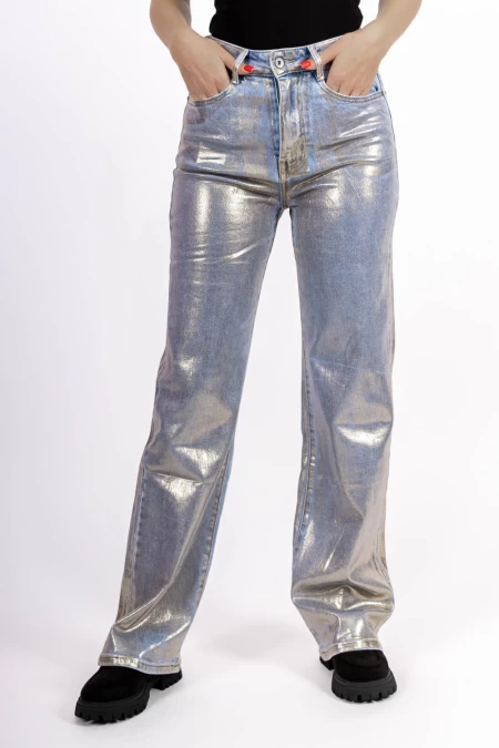 Pantaloni Dama HM6538-1 Albastru-Auriu » meishop.life