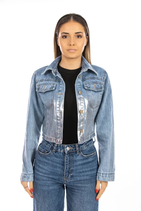 Jacheta Dama JK1928 Albastru-Argintiu » meishop.life