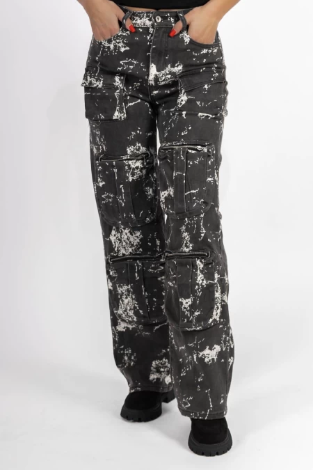 Blugi Dama HM6625-1 Negru-Alb » meishop.life