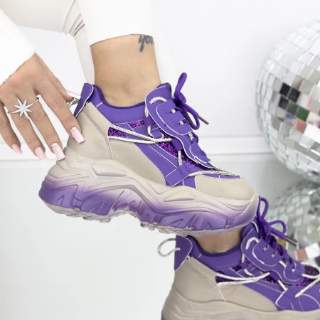 Pantofi Sport Dama cu Platforma 3SJN32 Mov » meishop.life