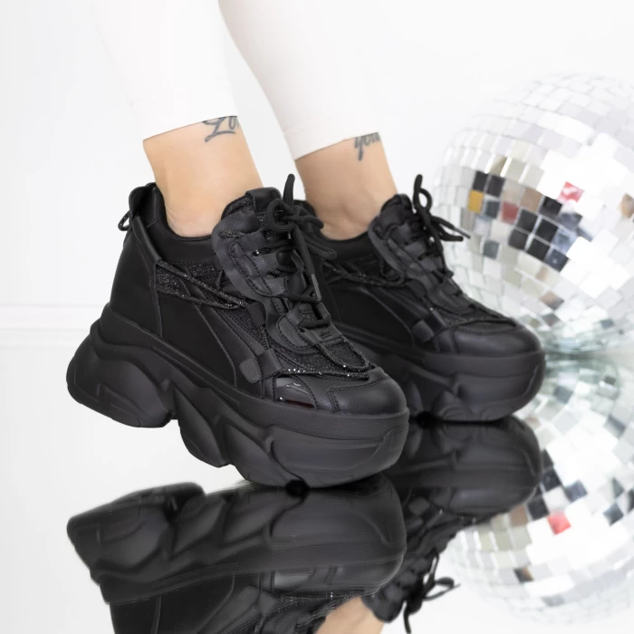 Pantofi Sport Dama cu Platforma 3SJN35 Negru » meishop.life