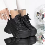 Pantofi Sport Dama cu Platforma 3SJN35 Negru » meishop.life
