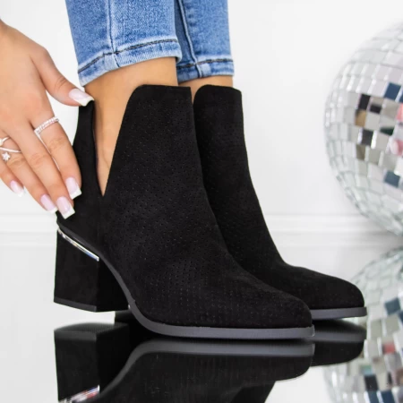 Botine Dama cu toc gros 3JF33 Negru » meishop.life
