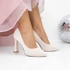 Pantofi cu Toc gros 3DC33 Bej | Mei