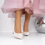 Pantofi cu Toc gros 3DC33 Bej » meishop.life