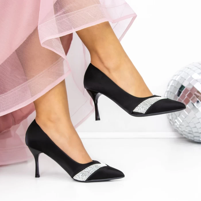 Pantofi cu Toc subtire 3XKK67 Negru » meishop.life