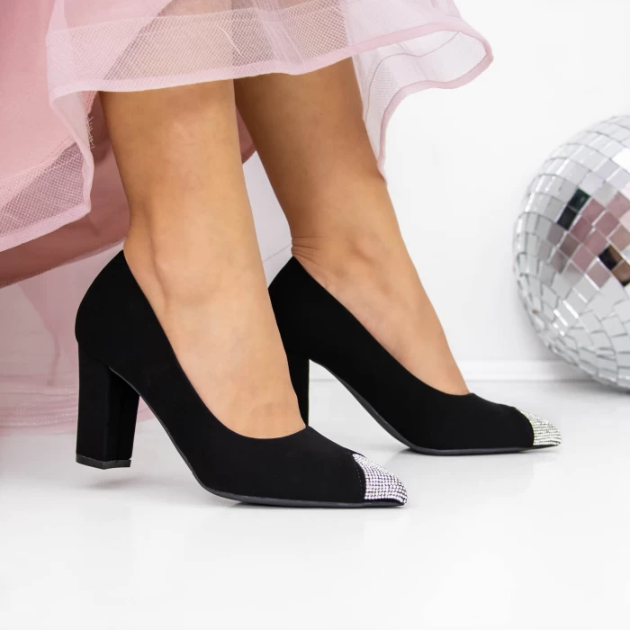 Pantofi cu Toc gros 3XKK69 Negru » meishop.life
