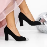 Pantofi cu Toc gros 3XKK69 Negru » meishop.life