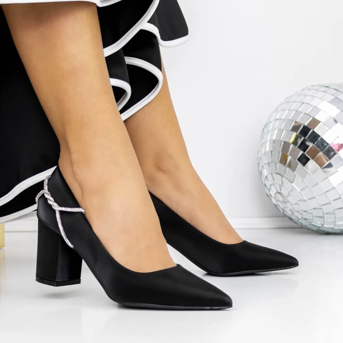 Pantofi cu Toc gros 3XKK72 Negru » meishop.life