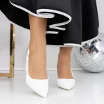 Pantofi cu Toc gros 3XKK72 Alb » meishop.life