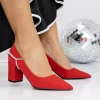 Pantofi cu Toc gros 3XKK72 Rosu | Mei