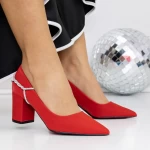 Pantofi cu Toc gros 3XKK72 Rosu » meishop.life