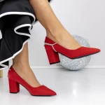 Pantofi cu Toc gros 3XKK72 Rosu » meishop.life