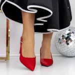 Pantofi cu Toc gros 3XKK72 Rosu » meishop.life