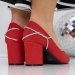 Pantofi cu Toc gros 3XKK72 Rosu » meishop.life