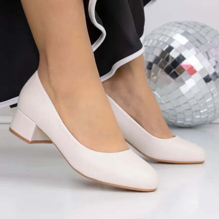 Pantofi cu Toc gros 3LE32 Bej deschis » meishop.life