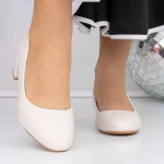 Pantofi cu Toc gros 3LE32 Bej deschis » meishop.life