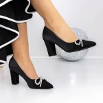 Pantofi cu Toc gros 3XKK71 Negru » meishop.life