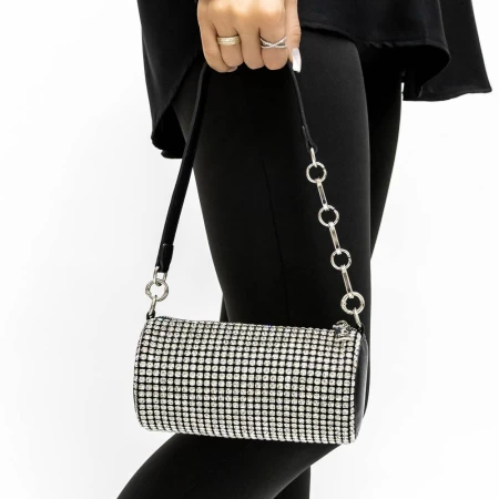 Geanta Dama 23016 Negru-Argintiu » meishop.life