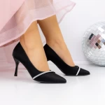 Pantofi cu Toc subtire 3XKK65 Negru » meishop.life