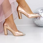 Pantofi cu Toc gros 3XKK69 Champagne » meishop.life
