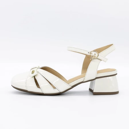 Sandale Dama cu Toc gros 30071 Crem » meishop.life