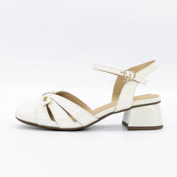 Sandale Dama cu Toc gros 30071 Crem » meishop.life