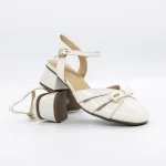 Sandale Dama cu Toc gros 30071 Crem » meishop.life